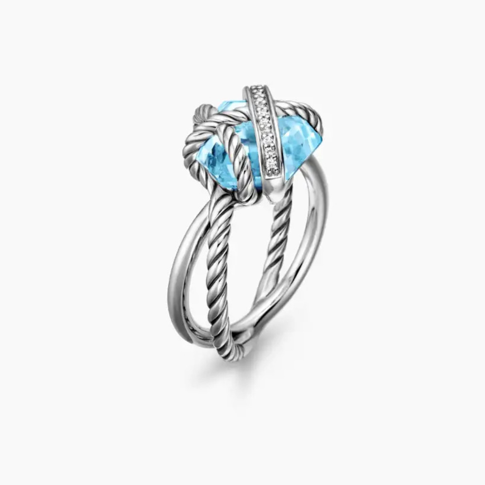 David Yurman Hexagonal Blue Diamond Ring - Picture 2 of 6